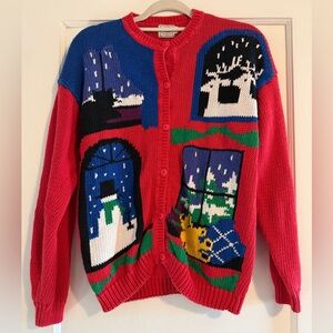 Vintage Boston Traders Ugly Christmas Sweater Snowman Winter Size XL